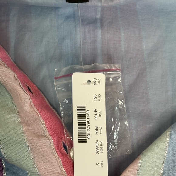 J Crew Women Pastel Pink Metallic Thread Cotton Belted Button Up Dress S - Picture 6 of 10